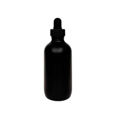 4 oz. (120 ml) Matte Black Boston Round Matte Glass Bottle with Black Dropper - (48/Case)
