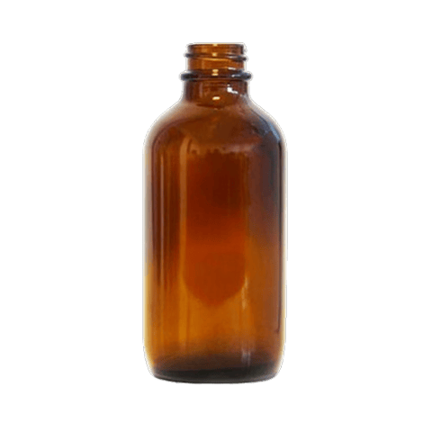 4 oz Amber Boston Round Glass Bottle with 22-400 Neck Finish - (128/Case)