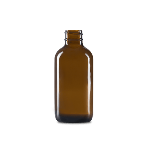 4 oz Amber Glass Boston Round Bottle 22-400 Neck Finish