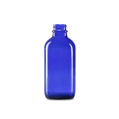 4 oz Blue Glass Boston Round Bottle 22-400 Neck Finish
