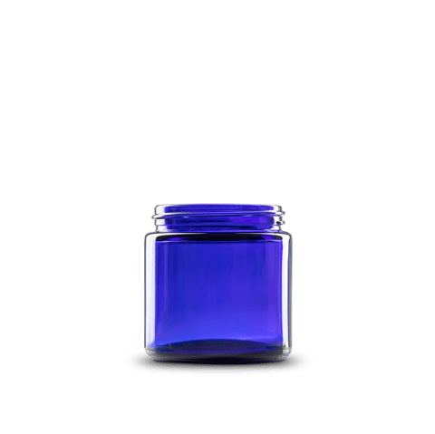 4 oz Blue Glass Straight-Sided Round Jar 58-400 Neck Finish