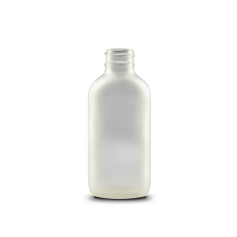 4 oz Clear Frosted Glass Boston Round Bottle 22-400 Neck Finish