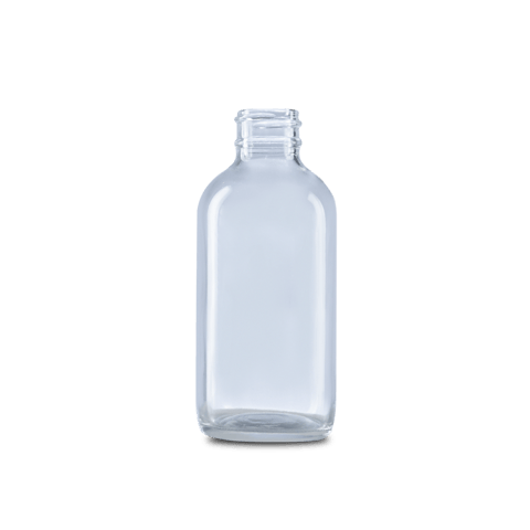 4 oz Clear Glass Boston Round Bottle 22-400 Neck Finish