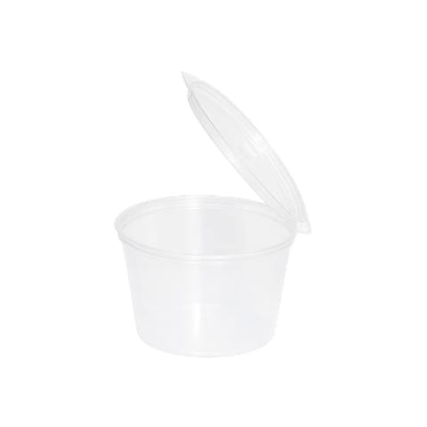 4 oz Clear PP Plastic Portion Cup with Hinged Lid - (1000/Case)