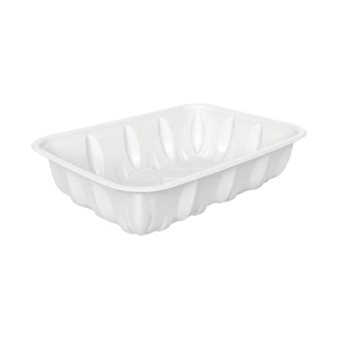 #42P White PET Plastic Meat Tray, 8 3/16" × 5 11/16" × 2" - (200/Case)