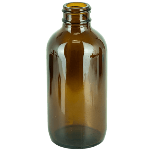 4oz Amber Glass Boston Round Bottle 24-400 (128/case)