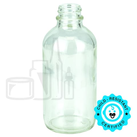4oz Clear Glass Boston Round Bottle 24-400(128/case)