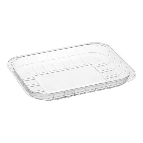 #4P Clear PET Plastic Meat Tray, 9 1/8" × 7 1/16" × 1 3/16" - (250/Case)
