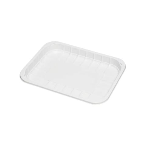 #4P White PET Plastic Meat Tray, 9 1/8" × 7 1/16" × 1 3/16" - (250/Case)