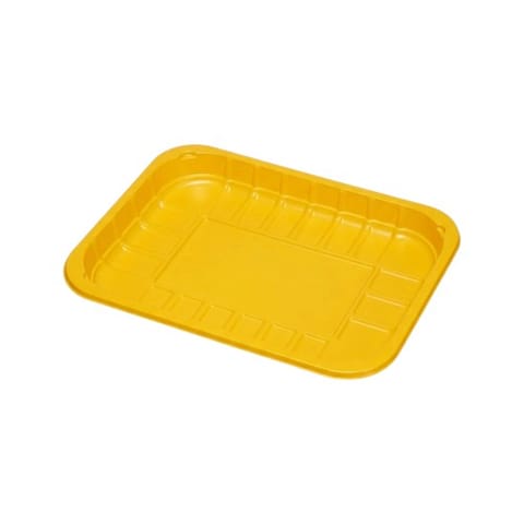 #4P Yellow PET Plastic Meat Tray, 9 1/8" × 7 1/16" × 1 3/16" - (250/Case)