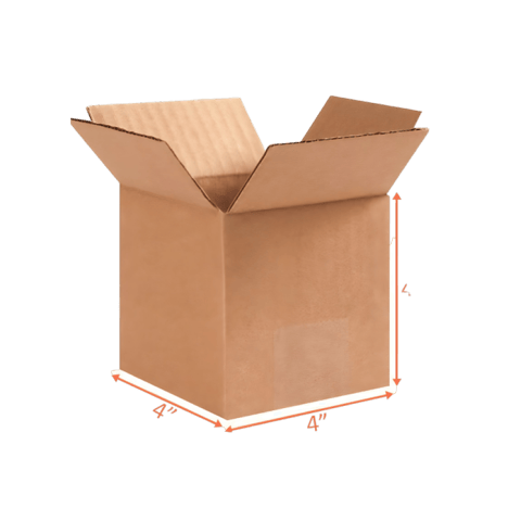 4" x 4" x 4" Corrugated Shipping Box – Kraft 32 ECT, Single Wall - (25/Bundle)