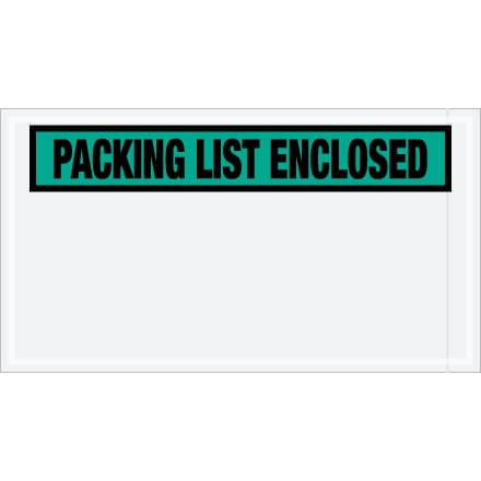5 1/2 x 10" Green "Packing List Enclosed" Envelopes
