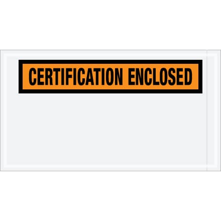 5 1/2 x 10" Orange "Certification Enclosed" Envelopes