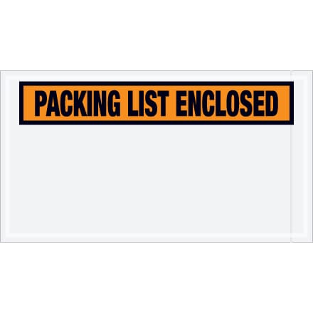 5 1/2 x 10" Orange "Packing List Enclosed" Envelopes