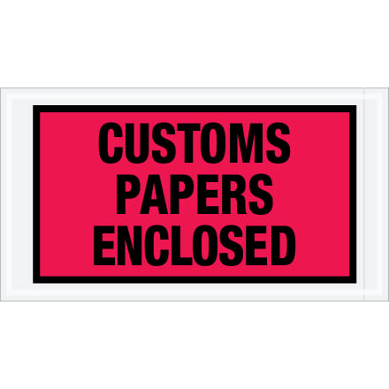 5 1/2 x 10" Red "Customs Papers Enclosed" Envelopes