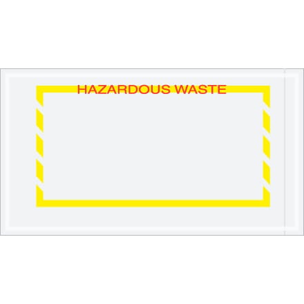 5 1/2 x 10" Yellow Border "Hazardous Waste" Document Envelopes