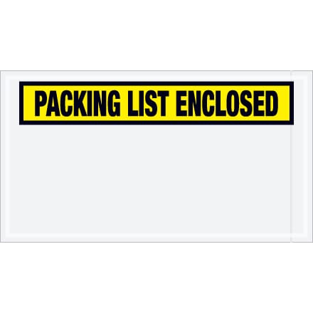 5 1/2 x 10" Yellow "Packing List Enclosed" Envelopes