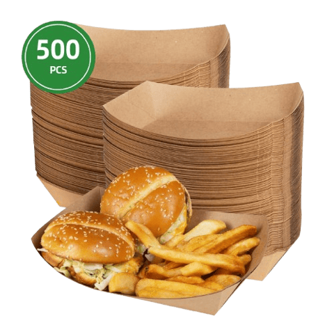 5 lb. Natural Eco Kraft Food Trays Grease & Water Resistant - (500/Case)