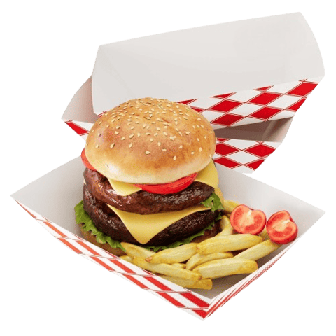 5 lb. Red & White Checkered Pattern Paper Food Trays - (500/Case)