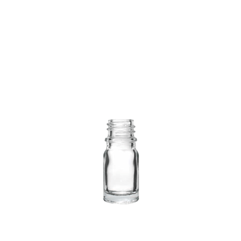 5 ml Euro Clear Round Glass Bottle with 18-DIN Neck finish - (765/Case)