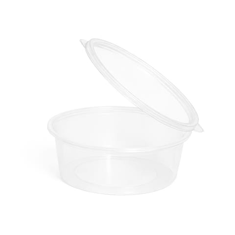 5 oz Clear PP Plastic Portion Cup with Hinged Lid - (1000/Case)
