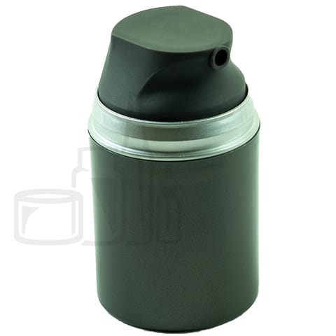 50ml Black Airless Pump Stubby Bottle, Cap and Pump Setup (486/Case)