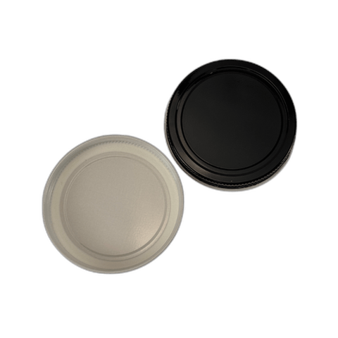 58-400 Black Metal Lid with Plastisol Liner - (200/Case)