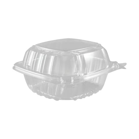 6" x 6" Clear PS Plastic Clamshell Container​ - (400/Case)
