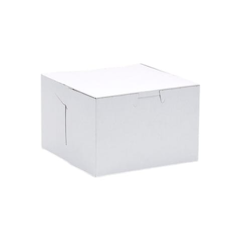 6" x 6" x 4" White Cake / Bakery Box, 1-Piece, Lock Corner - (250/Case) 6603