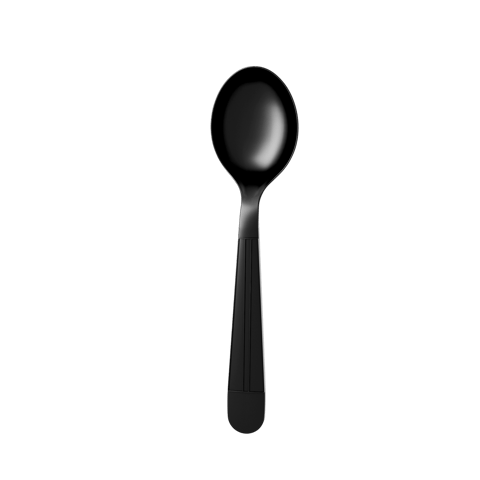 6.5" Heavy Weight Black Plastic Soup Spoon - (1000/Case)