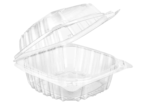 6 x 6" Clear PET Hinged Lid Plastic Food Takeout Container, 1-Compartment - (200/Case)