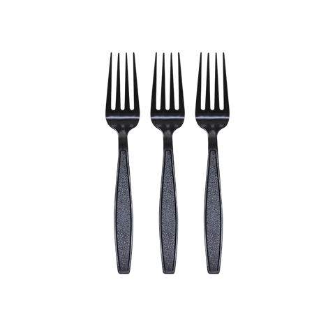 7" Black Extra Heavy Weight Plastic Forks - (1000/Case)