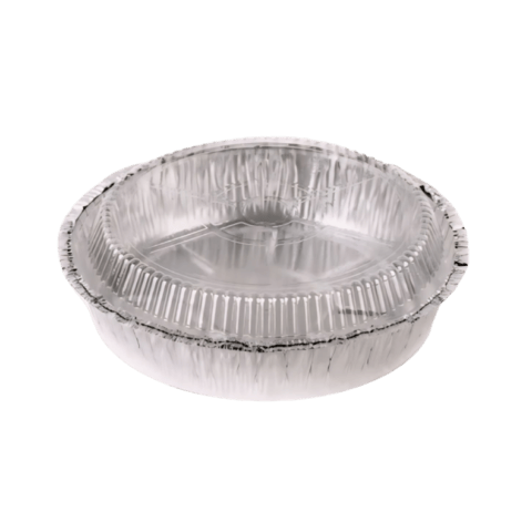 7" Round Foil Take-Out Pan with Clear Dome Lid - (500/Case)