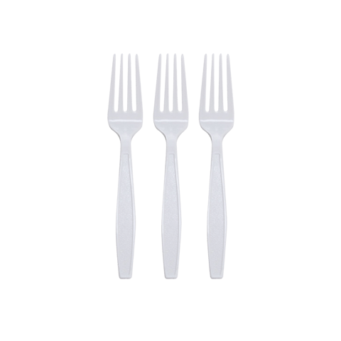 7" White Extra Heavy Weight Plastic Forks - (1000/Case)
