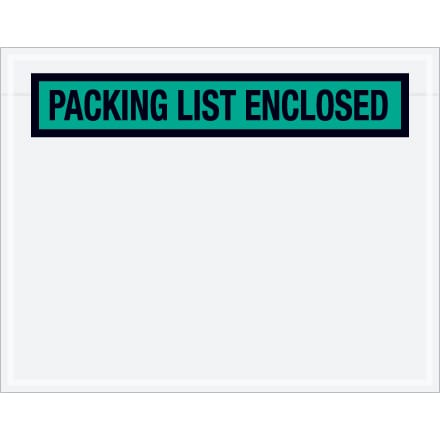 7 x 5 1/2" Green "Packing List Enclosed" Envelopes