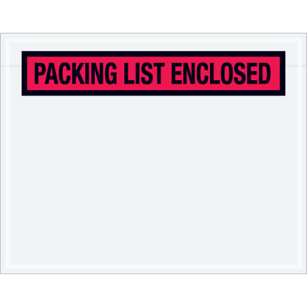 7 x 5 1/2" Red "Packing List Enclosed" Envelopes