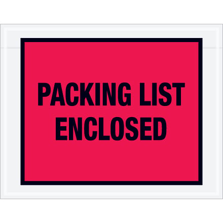 7 x 5 1/2" Red "Packing List Enclosed" Envelopes