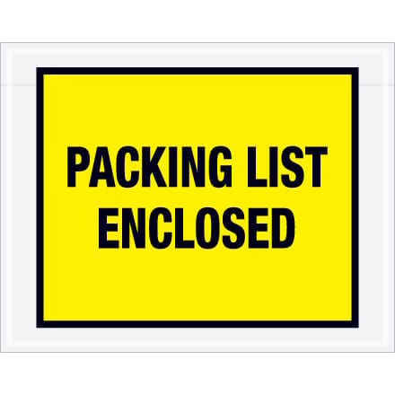 7 x 5 1/2" Yellow "Packing List Enclosed" Envelopes