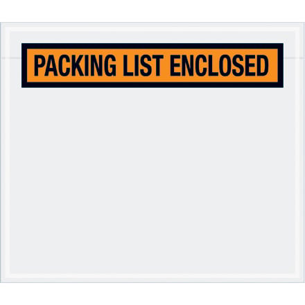 7 x 6" Orange "Packing List Enclosed" Envelopes