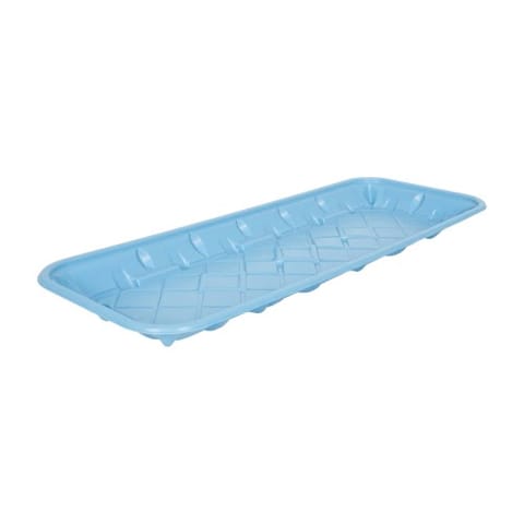 #7H Blue PET Plastic Meat Tray,  14 5/8" × 5 11/16" × 13/16" - (250/Case)