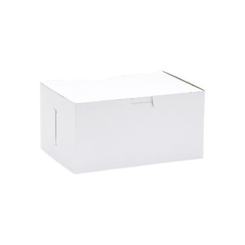 8" × 5 1/2" × 4" White Cake / Bakery Box, 1-Piece, Lock Corner - (250/Case) 6805