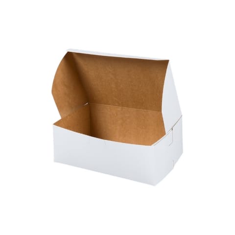 8" × 5" × 3" White Cake / Bakery Box, 1-Piece, Lock Corner - (250/Case) 6800