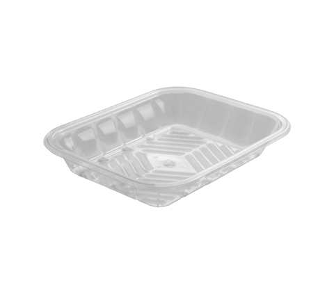 8 7/10'' x 6 3/5'' x 1 1/2'' Clear PET Plastic Meat Trays - (500/Case)