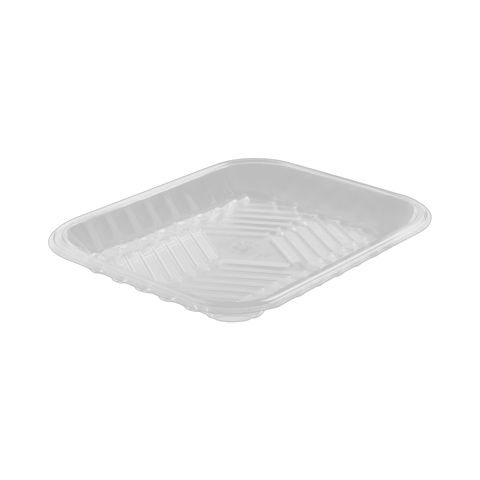 8 7/10" x 6 3/5" x 4/5" Clear PET Plastic Meat Trays - (500/Case)