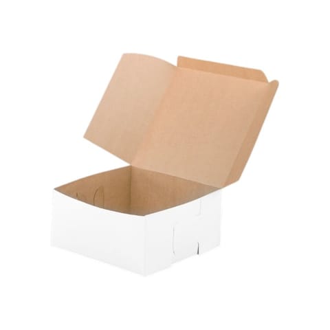 8" × 8" × 4" White Cake / Bakery Box, 1-Piece, Lock Corner - (250/Case) 6803