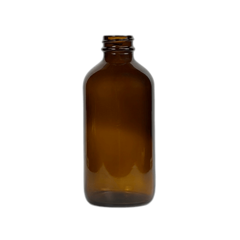 8 oz. Amber Boston Round Glass Bottle 28-400 Neck Finish - (12/Case)
