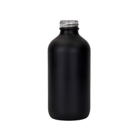 8 oz. Black Matte Boston Round Glass Bottle 28-400 Neck Finish - (12/Case)