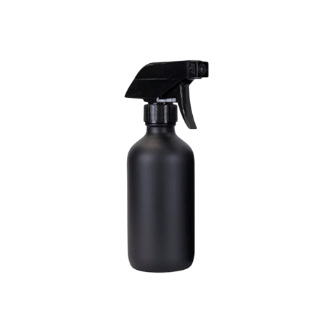 8 oz. Black Matte Boston Round Glass Bottle with Black Trigger Sprayer - (12/Case)