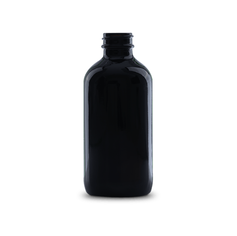 8 oz Black UV Glass Boston Round Bottle 28-400 Neck Finish