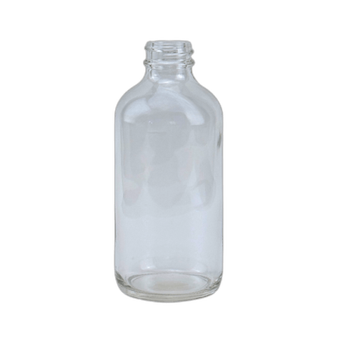 8 oz. Clear Boston Boston Round Glass Bottle 28-400 Neck Finish - (12/Case)